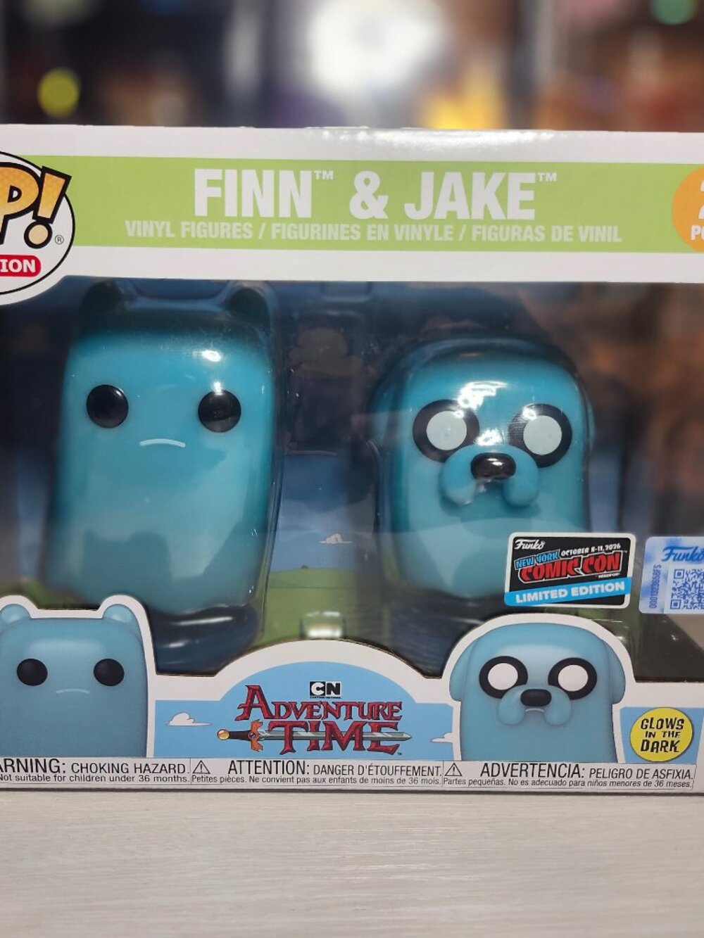 NYCC 2026 OFFICIAL FUNKO POP ADVENTURE TIME FINN & JAKE GITD 2-PACK w/ protector
